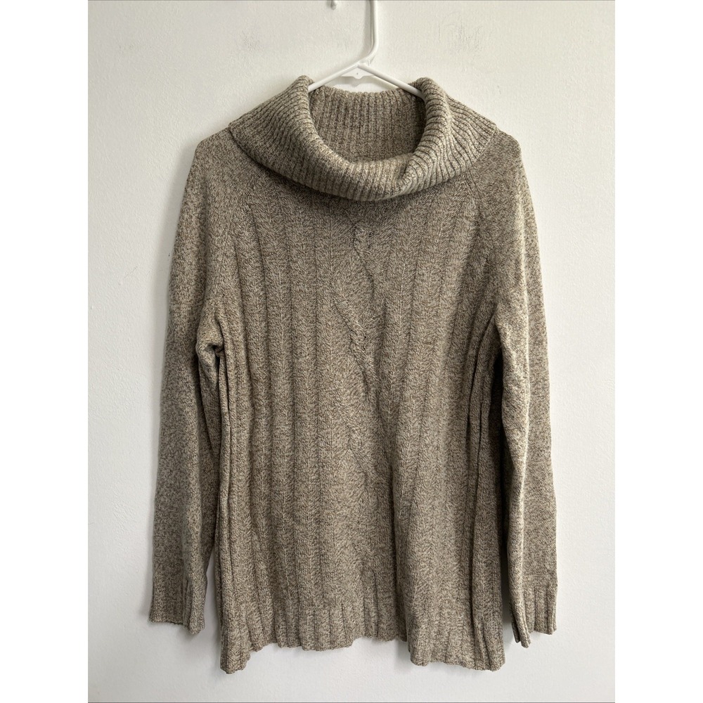 Talbots Women's Size Medium‎ Wool Blend Cowl Neck Sweater Cozy Winter Beige